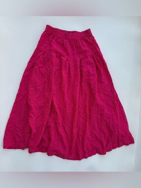 Vintage Michael G Fuchsia Pink Patterned Knee Length Skirt Size Small Flowy